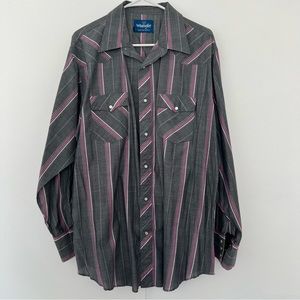Mens Wrangler Pearl Snap Button Up Shirt XL